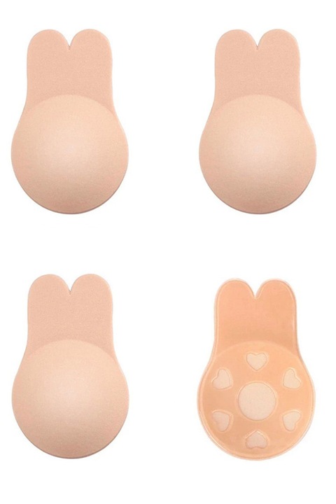 Láthatatlan melltartó szett, 2 csomag, öntapadó szilikonnal, 10cm, A/B, bézs, L-XL méret