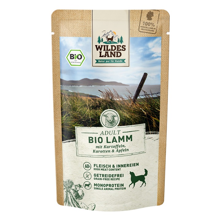hrana umeda pentru caini bio miel cu cartofi si morcovi wildes land 125g imagen 16_1_
6