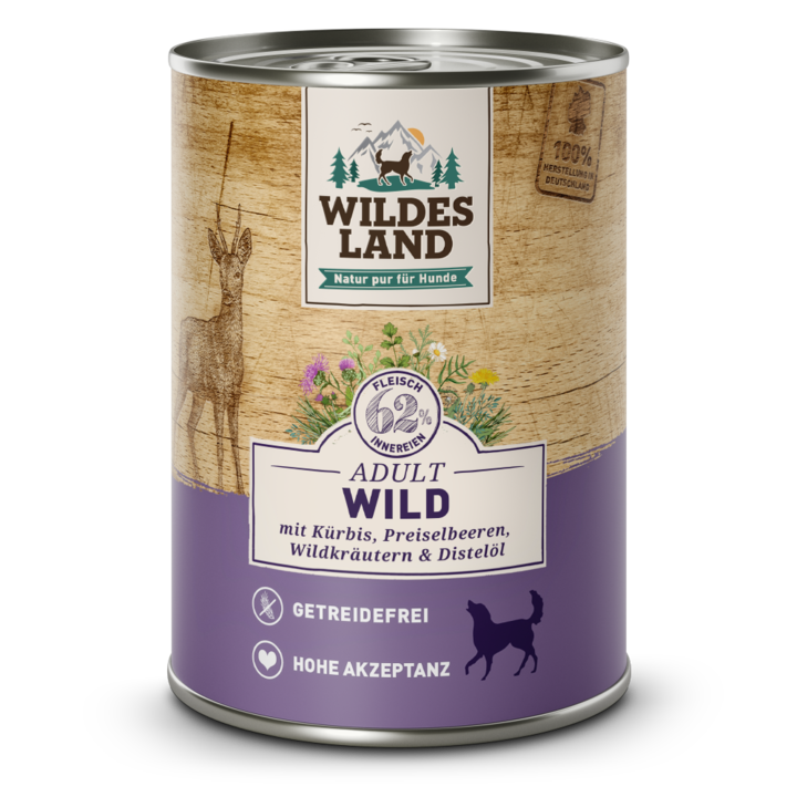 Nedves táp sütőtökkel vadászott kutyáknak Wildes Land 400g