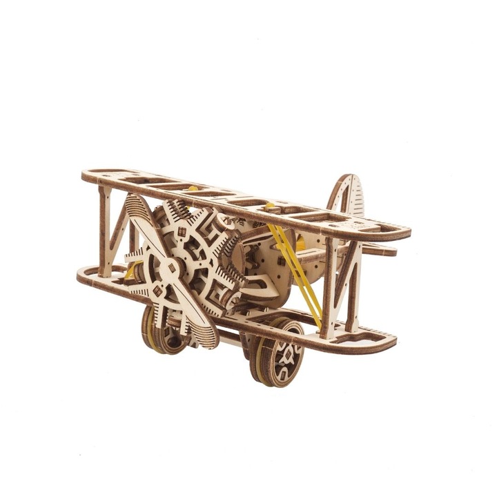 Ugears 3D Puzzle, Mini kétfedelű repülőgép, fa, 84 db