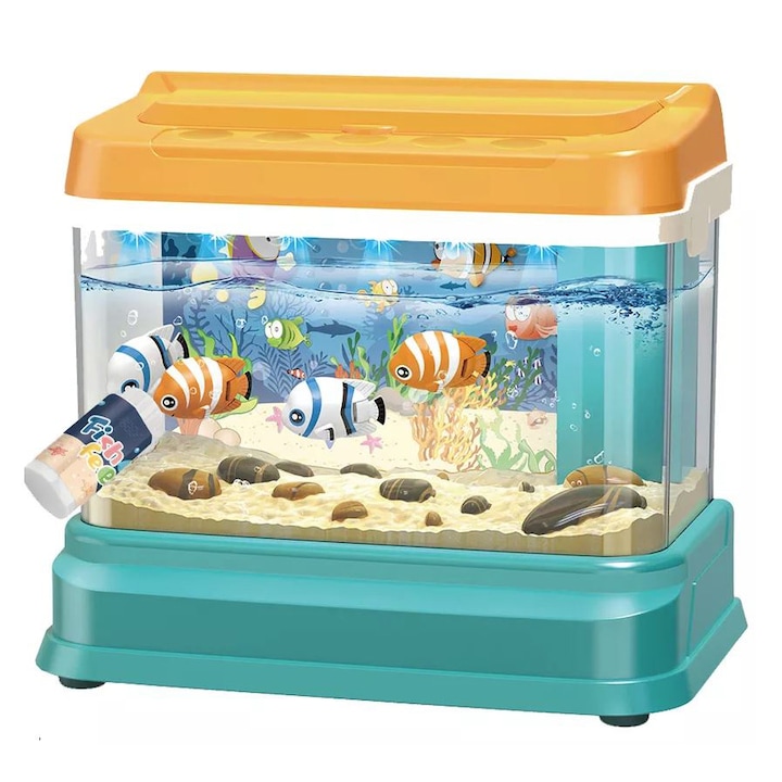Интерактивна играчка Salamandra Kids, Аквариум със светлини и звуци, рибки и магнитни вълни