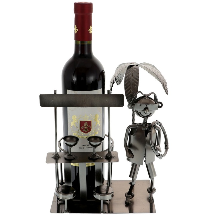 Поставка с празнична бутилка вино 32 см