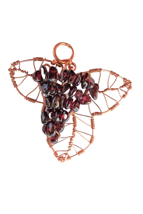 Pandantiv strugure de toamna, fir cupru, Rosietic, 5 cm