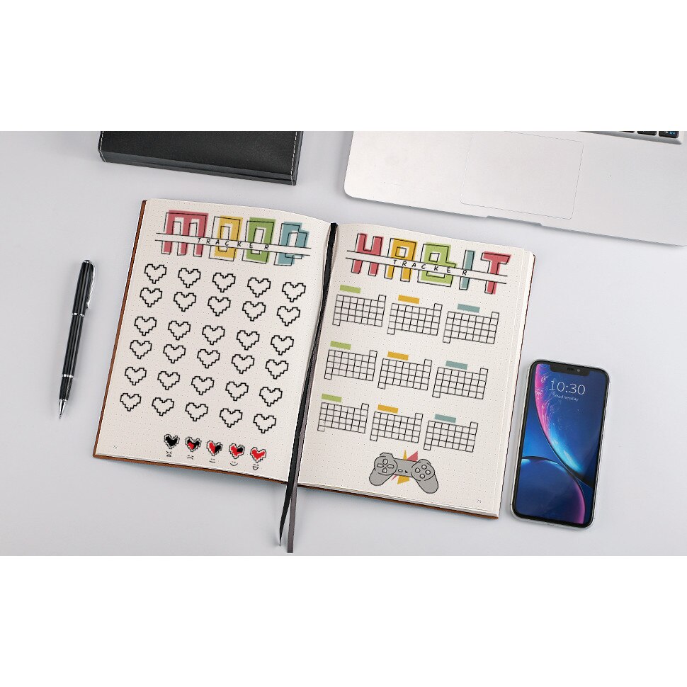 Кожен дневник с еластично затваряне, ултрадебела хартия A5 на точки ...