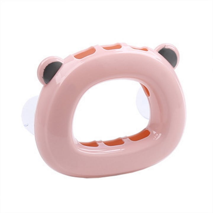 Suport de perete produse cosmetice si ingrijire personala CosmoComf, vetuza StickyMaxx, plastic ECO dur alimentar, ursulet roz