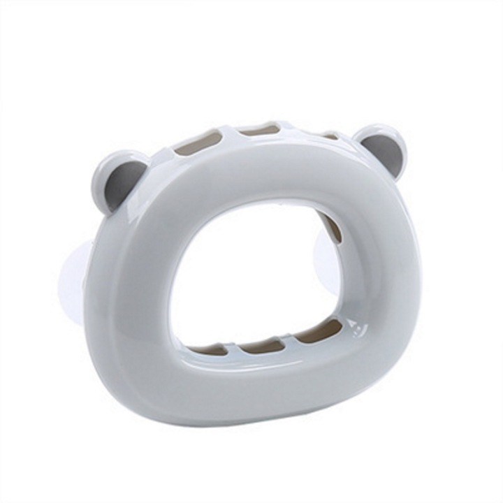 Suport de perete produse cosmetice si ingrijire personala CosmoComf, vetuza StickyMaxx, plastic ECO dur alimentar, ursulet gri