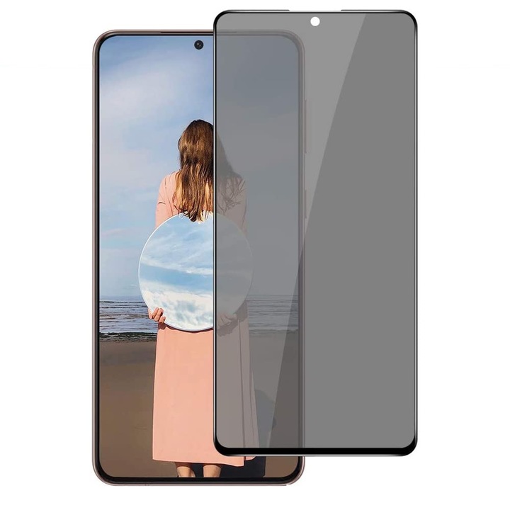 Folie Sticla Privacy pentru Samsung Galaxy S20, Gold Market®, Full Glue, Negru