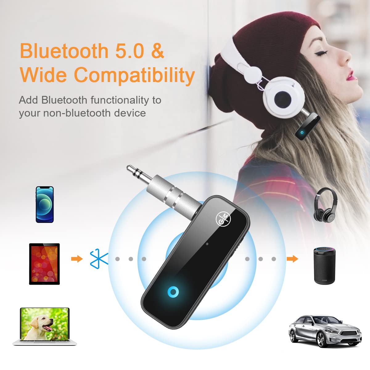 Modulator auto, Vienod, AUX/Bluetooth, Receiver audio 5.0 cu functie de ...
