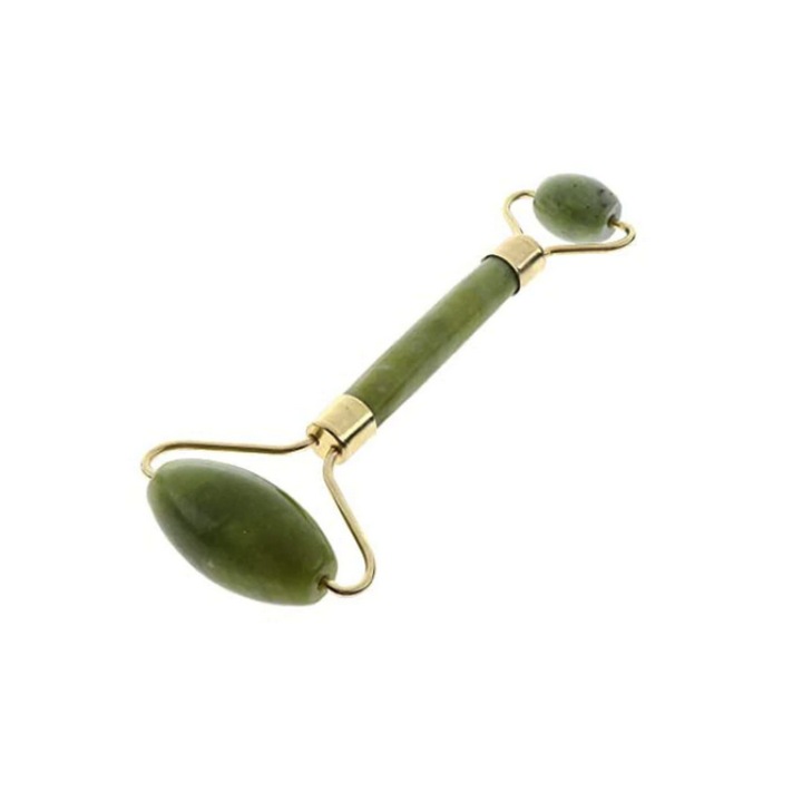 Dispozitiv cu rola de jad natural pentru masaj facial si corporal cu functii antirid, anticearcane, antistres, lifting si tratamente faciale, Green