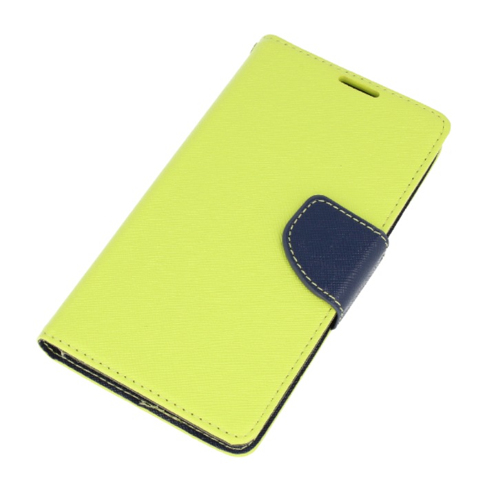 Husa de telefon Nemo, Cu clapa, Compatibila cu Nokia Lumia 430, Poliuretan, Verde neon, Negru