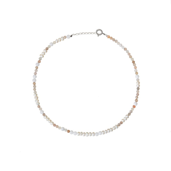 Colier Ingenuity din pietre semipretioase si perle, 3-5 mm