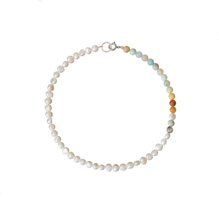 Colier Honour din pietre semipretioase si perle, 5-6 mm