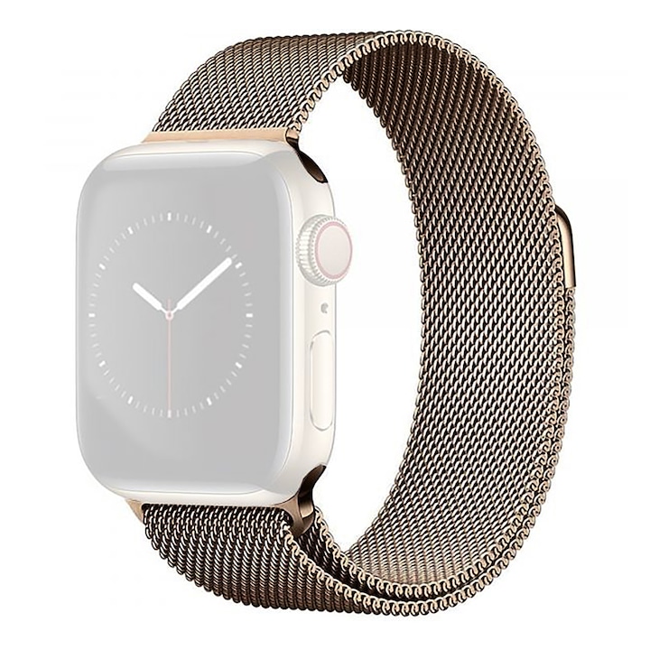 Каишка за часовник WatchBand™, Стомана, Съвместим с Apple Watch 1/2/3/4/5/6/7/SE/Nike+ - 38/40/41 mm, Меланжево сиво