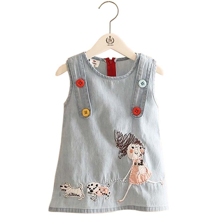 Rochita sarafan subtire de vara, Mihaela, 2-3 ani, 92-98 cm, bumbac, bleu