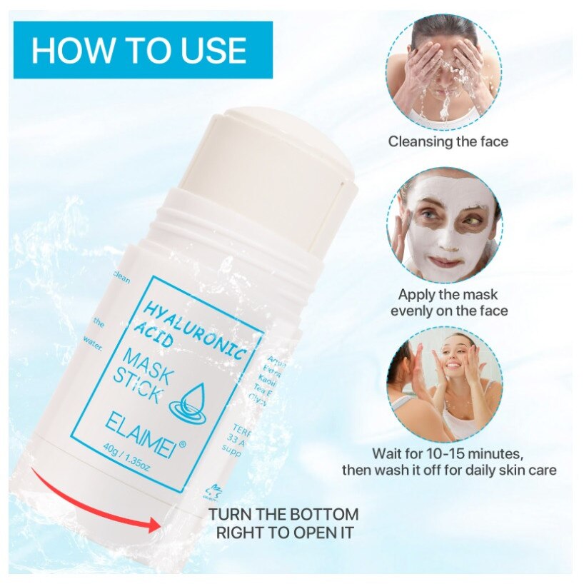 Почистваща маска за грижа за кожата, хидратираща, Hyaluronic Acid Stick