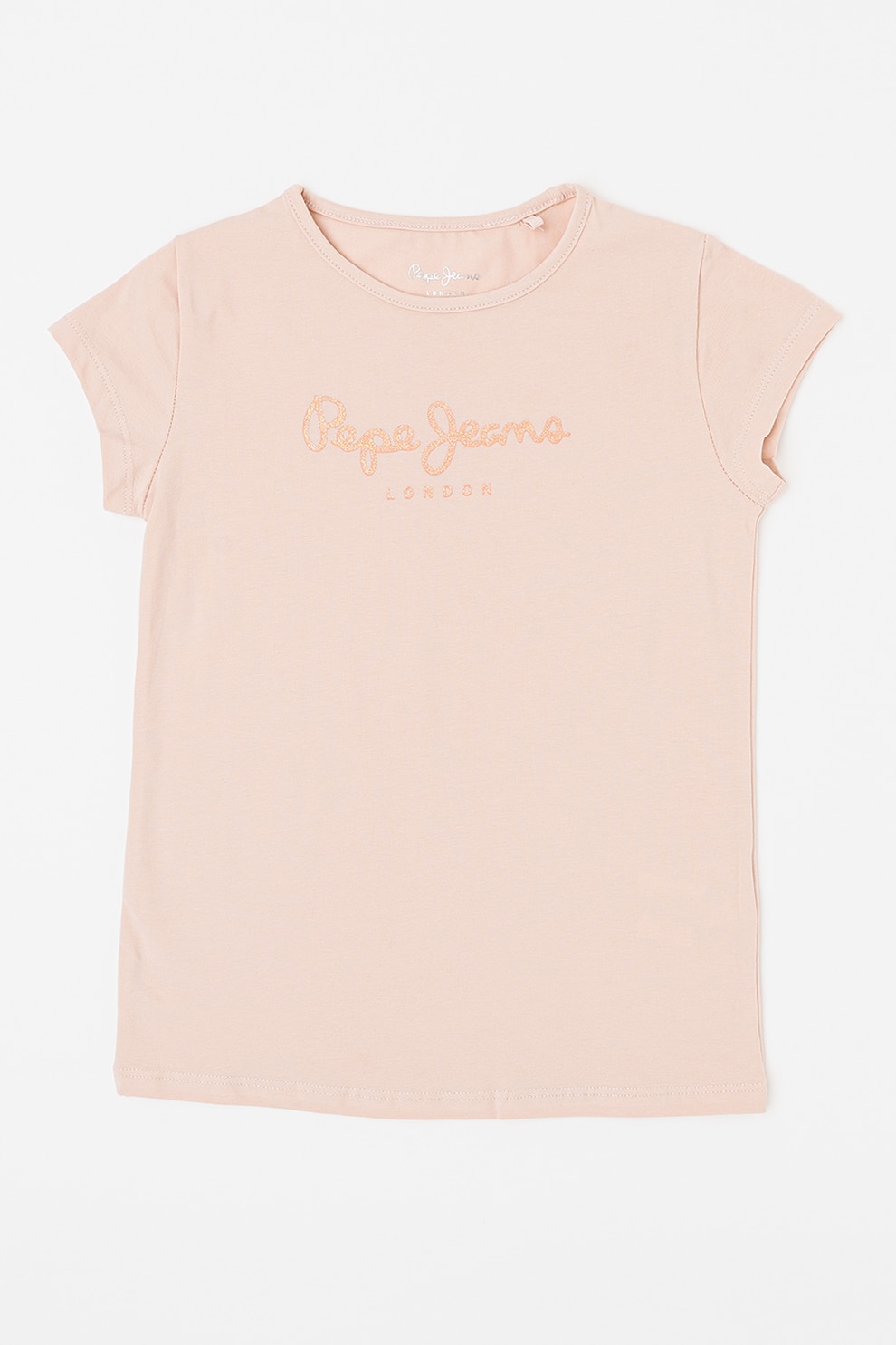 Pepe Jeans London, Tricou cu imprimeu logo stralucitor Hana, Roz pastel, 182 CM