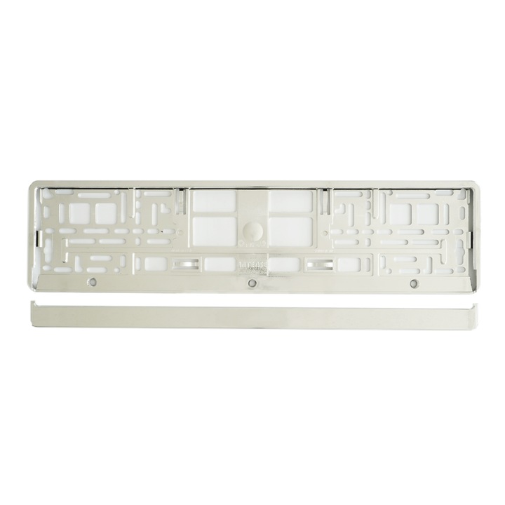 Suport pentru numar inmatriculare auto Mega Drive 45180, argintiu metalizat, 1 bucata, polipropilena