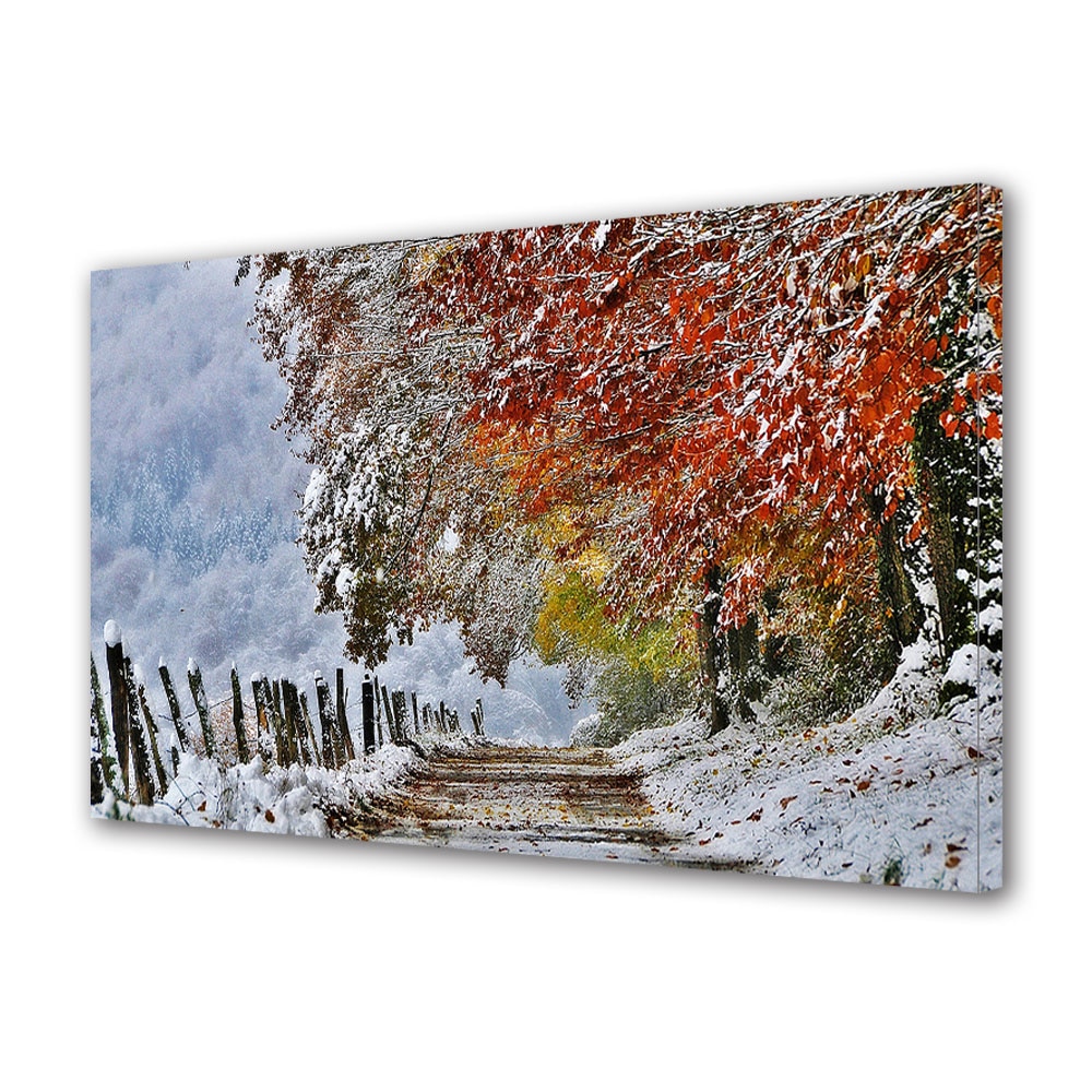 Tablou Canvas Sarbatori Craciun Drm brazdat de frunze 50 x 70 cm