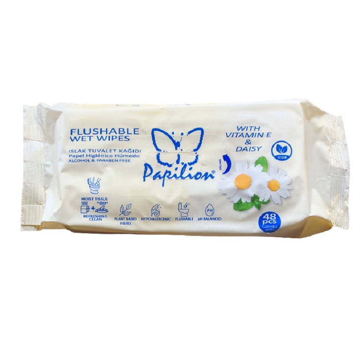 Papilion Bio nedves törlőkendők E-vitaminnal, 48 db