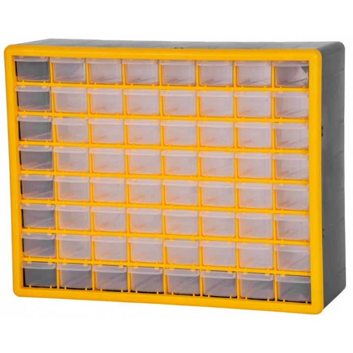Organizator accesorii, 64 sertare, 50x16x39 cm, maxim 15 kg