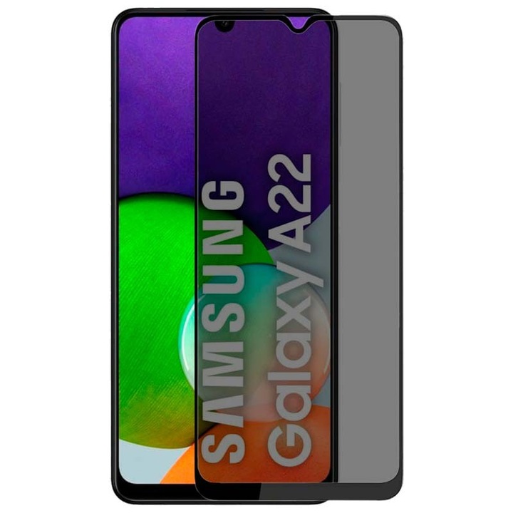 Privаcy Стъклен Протектор за Samsung Galaxy A22 5G, Черен