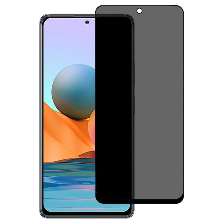 Anti-Spy Скрийн Протектор за Xiaomi Redmi Note 10 Pro, Черен