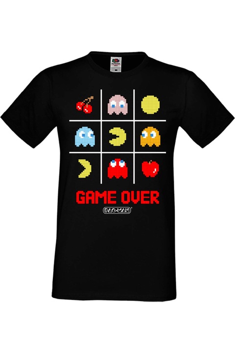 Férfi póló Nintendo Game Tralala Pacman Game Over, Fekete