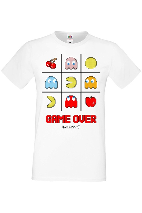 Férfi póló Nintendo Game Tralala Pacman Game Over, Fehér