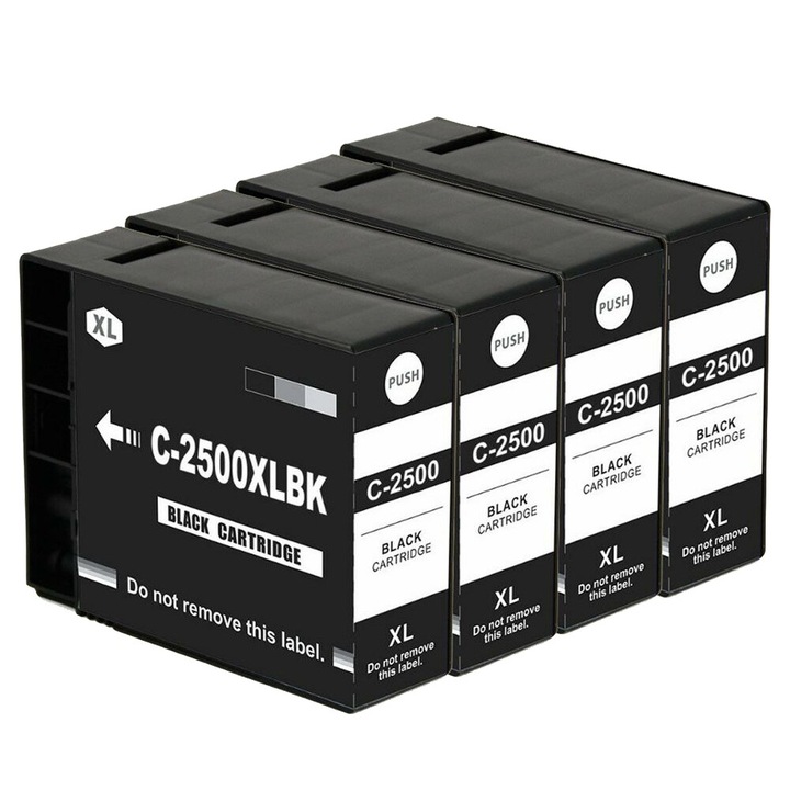Set 4 cartuse compatibile Canon PGI-2500XL Black, 10000 pagini