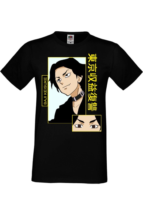 Férfi póló Japan Manga Anime Comics Tralala Tokyo Revengers Baji Keisuke, Fekete