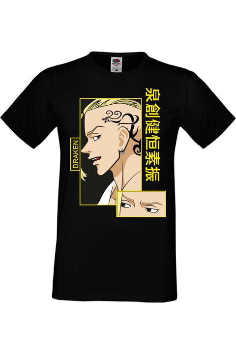 Férfi póló Japan Manga Anime Comics Tralala Tokyo Revengers Draken, Fekete
