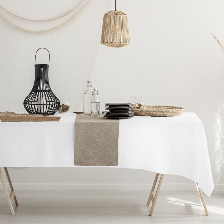 Fata de masa Spod Igły i Nitki, Poliester, Rezistenta la pete, 40 x 140 cm, Alb