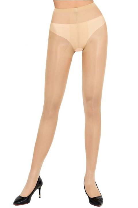 Dres dama, talie inalta, decupaje, Nylon, Bej, XS - S INTL