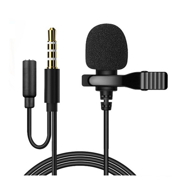 Microfon cu clema si adaptor de 3,5 mm, calitate inalta, sunet excelent pentru inregistratre