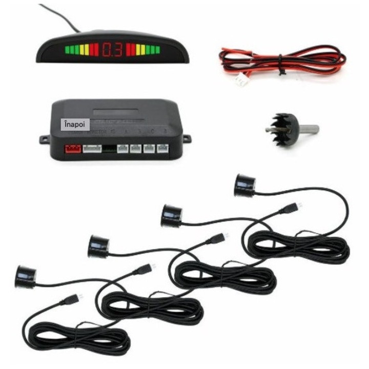 Set 4 Senzori Parcare negri cu afisaj LED