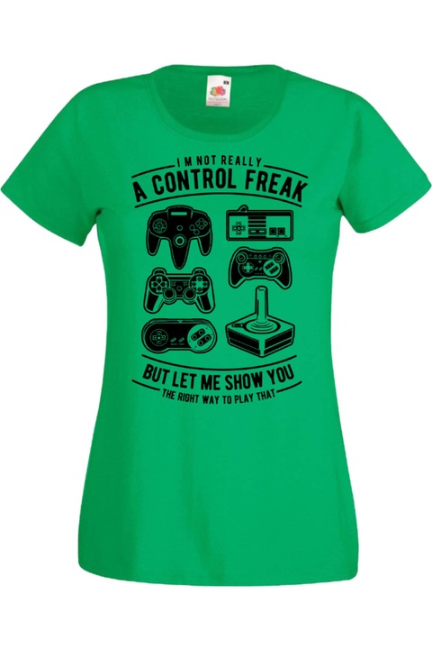 Tricou damа Gamer Tralala A Control Freak, Verde, 2XL