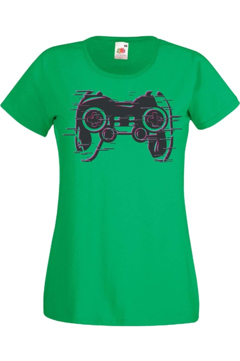 Tricou damа Gamer Tralala Blured Play Station Controller, Verde, 2XL