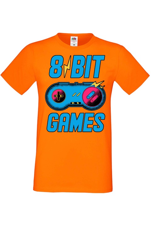 Személyre szabott férfi póló ajándék játékosoknak Gamer Tralala 8 Bit Games, Narancssárga, L