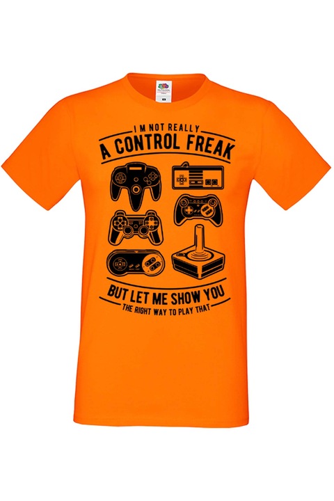 Tricou barbati Gamer Tralala A Control Freak, Portocaliu, XL