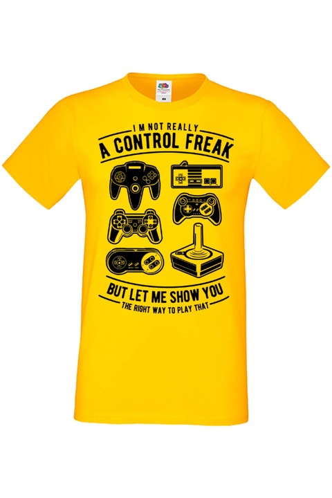 Tricou barbati Gamer Tralala A Control Freak, Galben, S