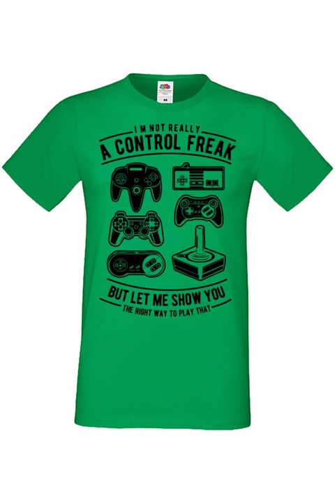 Tricou barbati Gamer Tralala A Control Freak, Verde, L