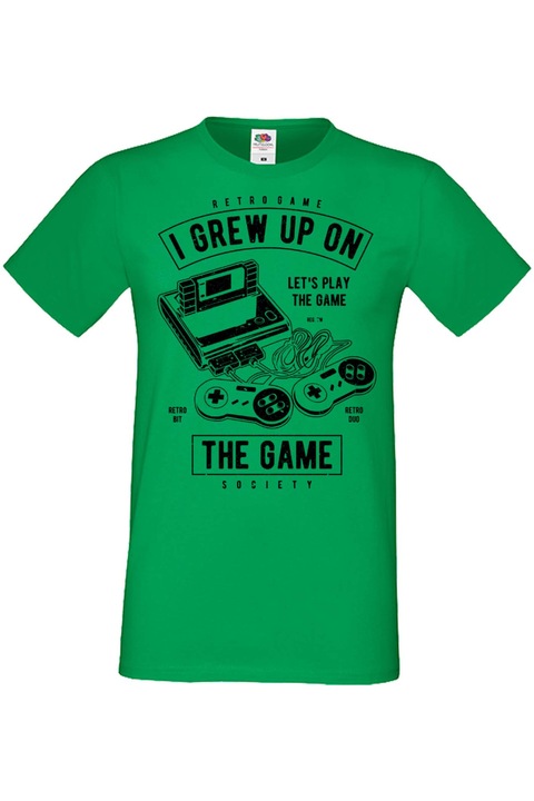 Tricou barbati Gamer Tralala Grew Up On The Game, Verde, XL