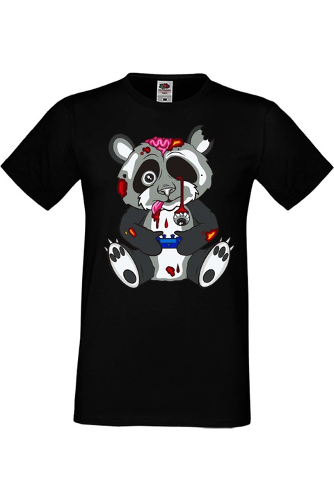 Férfi gamer póló Tr Tralala Panda Bear Gamer Zombie Panda Bear Zombi Gamer STAGE 1, Fekete