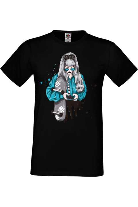 Férfi póló Skateboard Tr Tralala Skate Skateboard Skate woman 1, Fekete