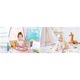 Център за занимания и подложка за игра "Happy Little One" със 7 играчки, 3 в 1, бързо сгъване, мека възглавница, материал Minky, 100x110x53 см, розов