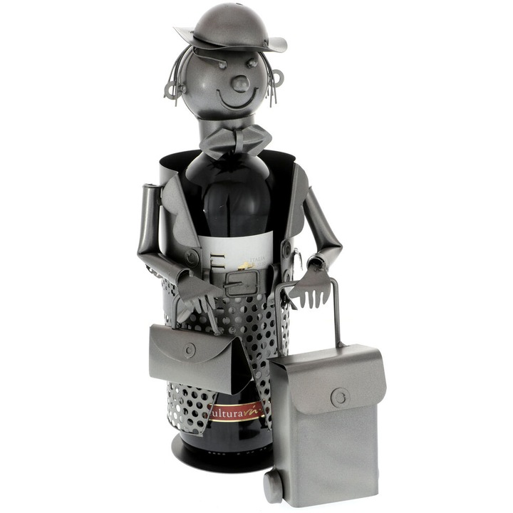 Suport cu sticla vin rosu calator 32 cm