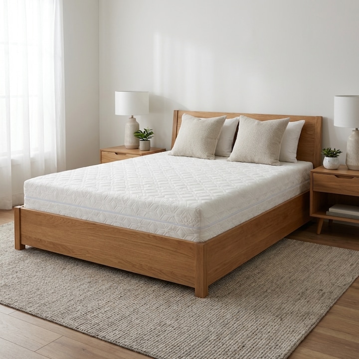 Saltea Ortopedica, SleepLine BioGreen Memory, 180x200x20cm, Ioni de Argint, 7 Zone de Confort, Husa detasabila si lavabila, Antistatica, Spuma cu Memorie, fermitate Medie