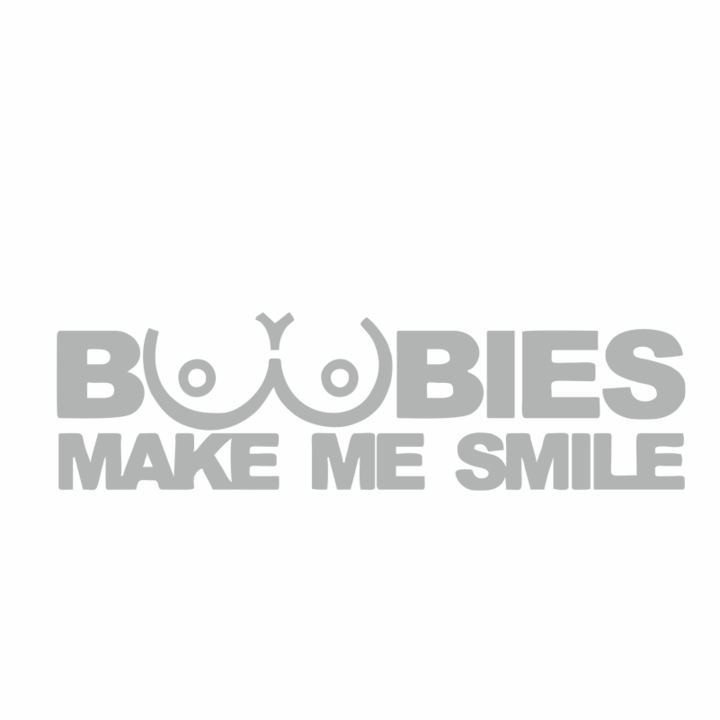 Sticker auto Boobies Makes Me Smile, Alb,15 cm
