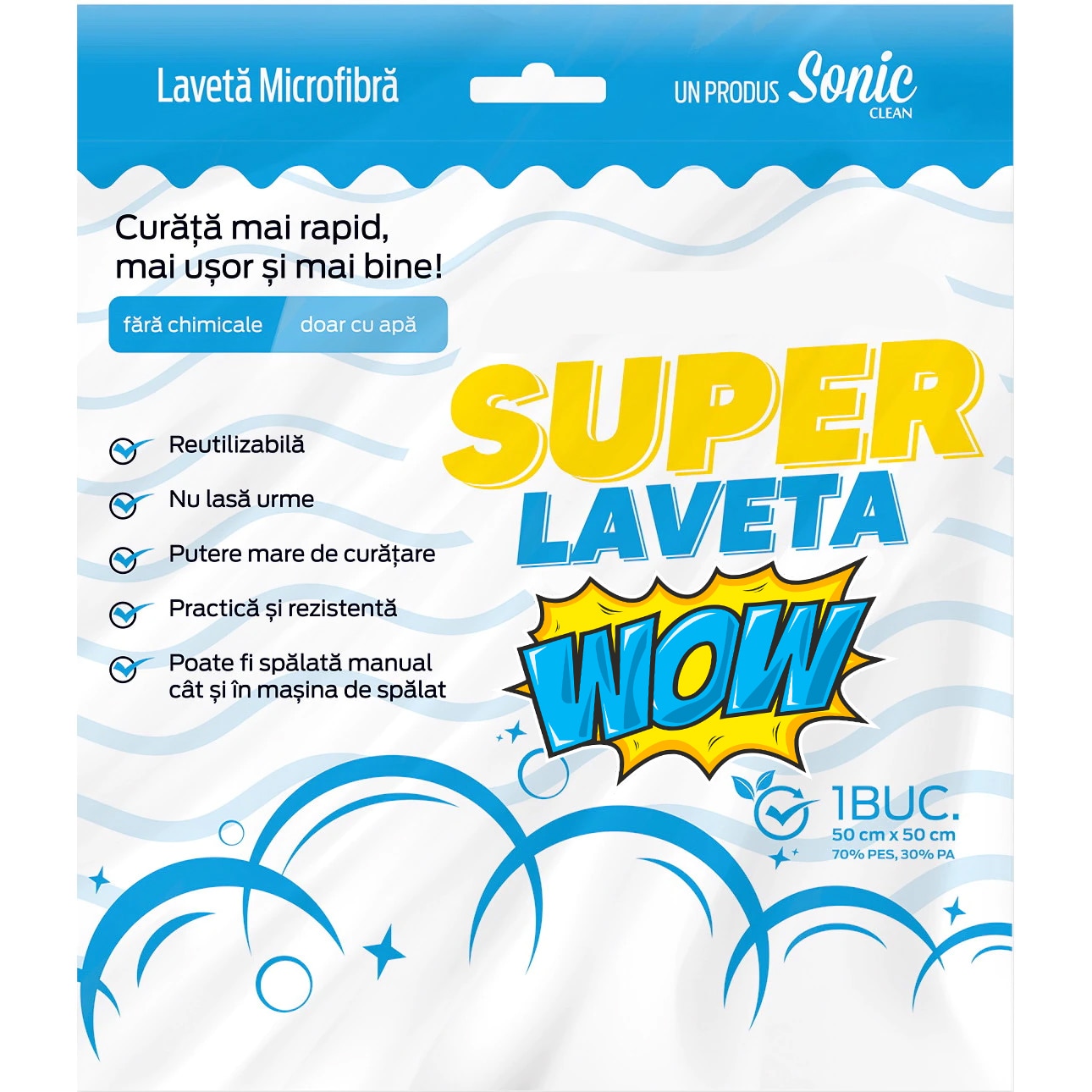 Set 8 Laveta universala din microfibra Super Laveta, alba 50x50 cm ...
