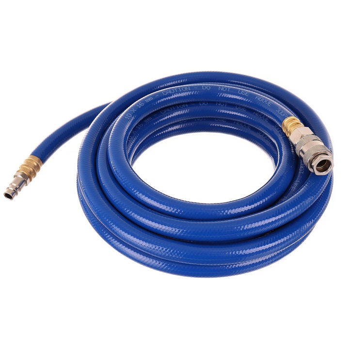 Erősített PVC Pneumatikus Tömlő 10m 10mm x 17mm Gyorscsatlakozókkal Kompresszorhoz, 20 Bar Nyomás